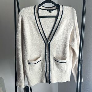 J. Crew Ivory Boucle Sweater Cardigan with Pockets